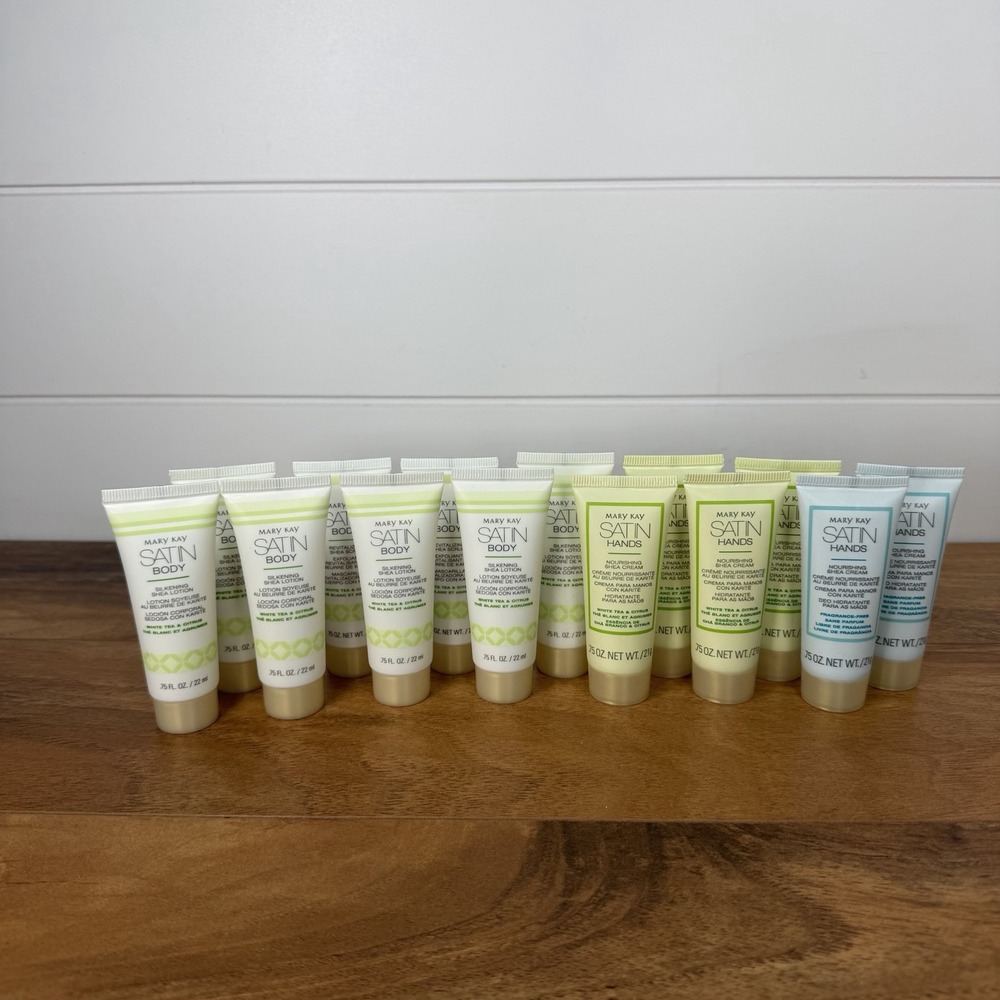 Lot Of 14 Mary Kay Satin Hands Body Lotion Shea Cream 3 Variety Travel Set .75oz